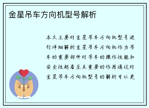 金星吊车方向机型号解析
